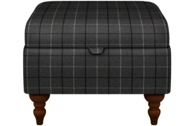 Schreiber Grey Wool Check Storage Footstool - Dark Feet